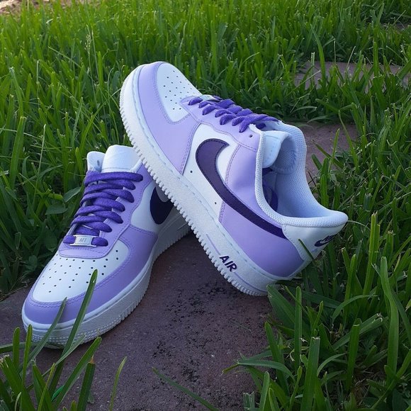 Nike Air Force 1 Custom Sneakers Lupus Awareness Purple Lilac Grape White Shoes